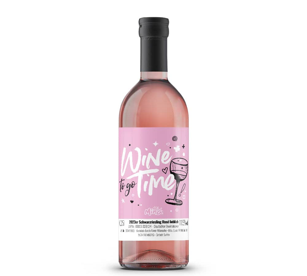 Mina Rosé Piccolo "Wine Time togo" Einzeln oder im Set - Einhorn Mina 1 Flasche Wein