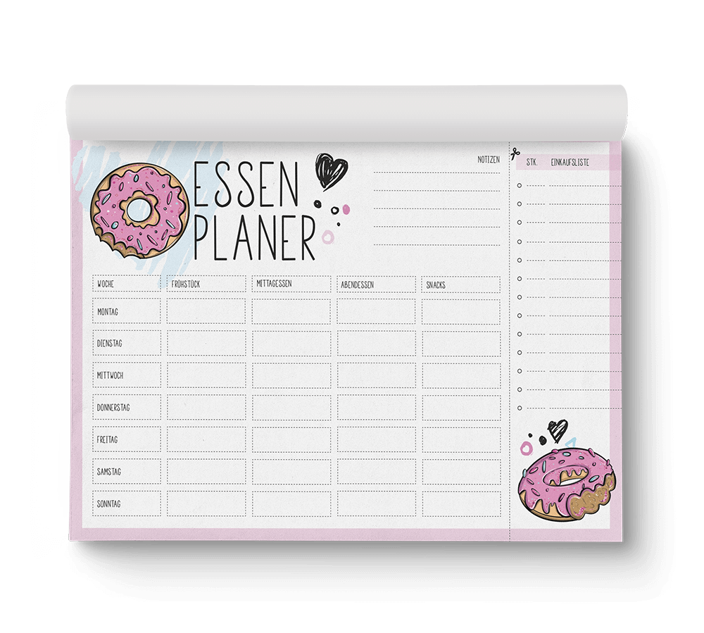 Essenplaner - Donut (A4) - Einhorn Mina Block