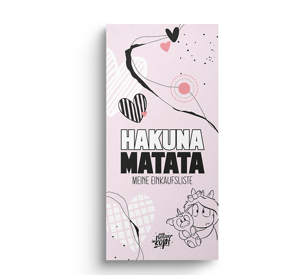 Einkaufsliste Hakuna Matata DIN Lang - Einhorn Mina Block